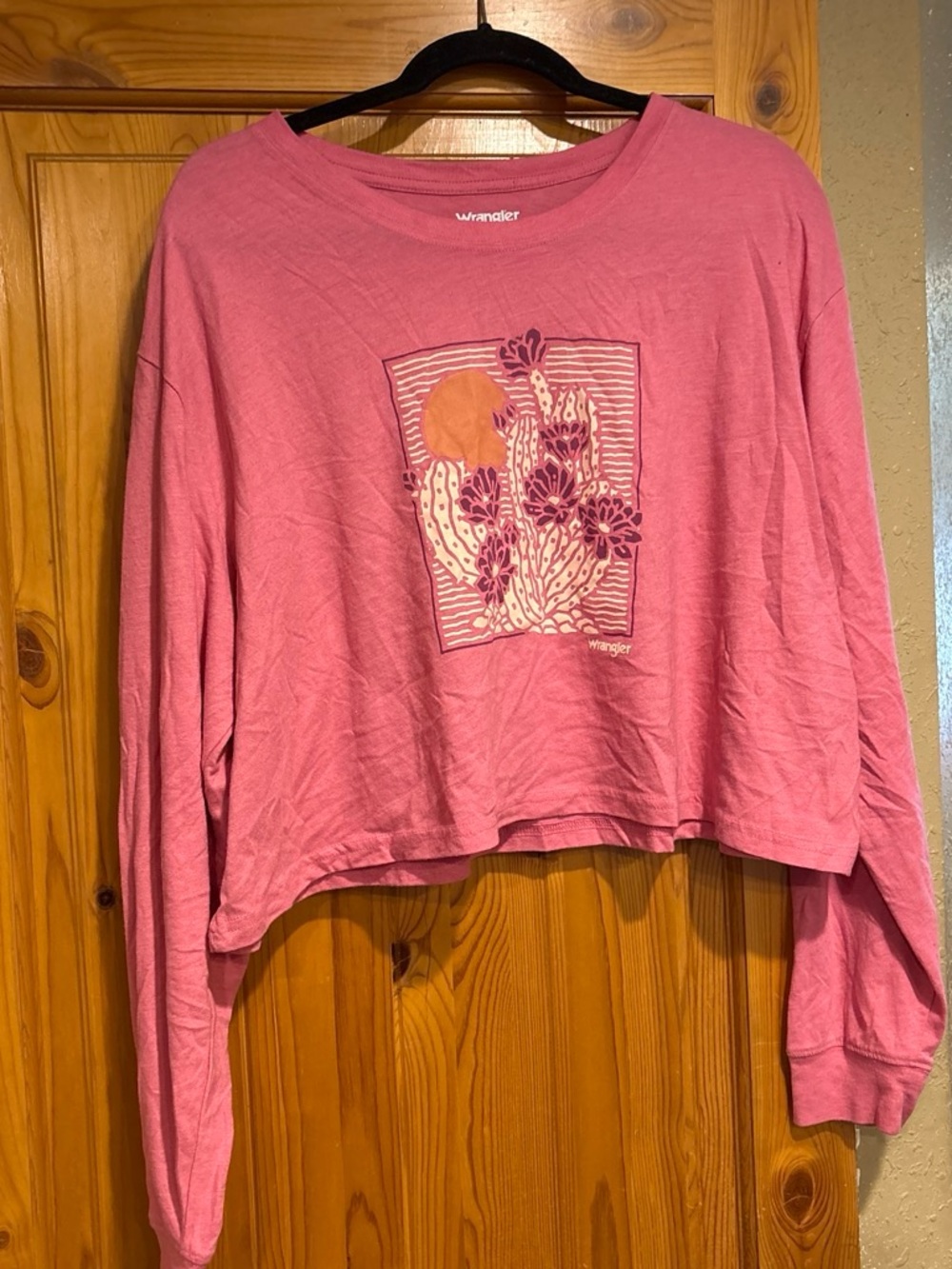 Wrangler Pink Cropped Long-Sleeve Graphic Tee